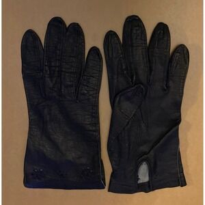 Ladies Gloves Black Leather  Driving Size Small  Pre-Owned